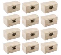 12 unidades de 9 x 5,5 x 5 cm, cofre del tesoro de madera con tapa curvada y cierre de metal, mini caja de madera con cierre vintage con bisagras, cofre del tesoro para cumpleaños, fiestas piratas,
