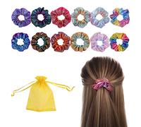 12 unidades de cinta brillante degradada para el pelo, equipada con 1 bolsa de gasa dorada, accesorios para el pelo elástico de neón, adecuado para niñas y mujeres con trenzas y coletas