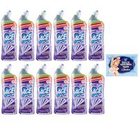 12 unidades de gel de inodoro Ace con Candeggina Lavanda, limpiador de inodoro con lejía, aroma a lavanda, 700 ml + 1 paquete de polvo de talco FELCE AZZURRA 100 g