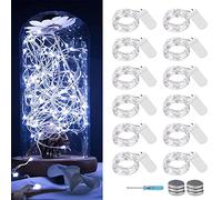 12 unidades de luces de cadena de hadas, 10,2 ft, 30 ledes, Copper Wire Firefly Lights Cool White