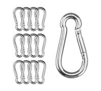 12 unidades de mosquetones, mosquetón que soporta hasta 180 kg, φ6 x 60 mm, galvanizado, resistente, mosquetón con gancho de muelle, para mochila, correa de perro, camping, viajes, senderismo, etc