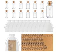 12 unidades de relleno de diente de león en tarro - Juego de regalo de cristal con semillas de diente de león, tarjeta, bolsa de organza y cinta de cáñamo, amuleto de la suerte para bodas, cumpleaños