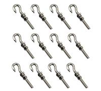 12 unidades de tornillos con tuerca y arandelas de acero inoxidable M6, eje largo, varilla roscada, gancho redondo, perno de anillo