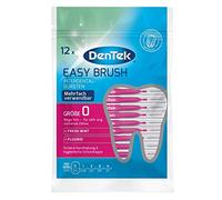 12 unidades Dentek Easy Brush - Cepillos interdentales ISO/tamaño 0, extrafinos, para espacios interdentales muy estrechos, sabor a menta y tapa protectora higiénica