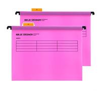 12 unidades Foolscap Grande Archivadores de suspensión con pestañas e insertos para tarjetas, Rosa, Archivo Carpetas Colgantes Polipropileno, Medidas 41 x 25 x 37 cm