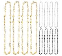 12 unidades Happy New Year Perlenkette, decoración de Año Nuevo 2026, oro de Año Nuevo, collar de perlas para mujer, collar de fiesta de Año Nuevo, collar de perlas para Nochevieja, accesorios