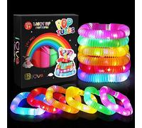 12 unidades Pop Tubes, 2023 LED Pop Tubes Fidget Toys Knicklicht Pulseras Party Deko Set Leuchtstäbe buntes Festival Accesorios Sensorik Toys Pequeños Regalos