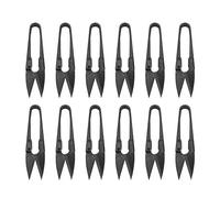 12 unids Negro Pequeño Hilo Tijeras Costura Recorte Tijeras Bordado Thrum Hilo Hilo de Pesca Cortador de rebordear para uso doméstico