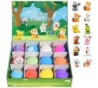 12 Unids/Set Bombas de Baño con Juguetes en el Interior, Bombas de Baño de 2 Pulgadas con Lindos Juguetes de Animales Seguros para Niños Gaseosos Coloridos para Niños Verde