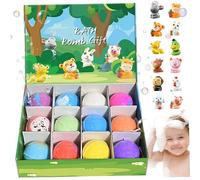 12 Unids/Set Bombas de Baño con Juguetes en el Interior Bombas de Baño de 2 Pulgadas con Lindos Juguetes de Animales, Suministros de de Burbujas Coloridas y Gaseosas Seguras para Niños para Opci
