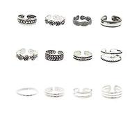 12 unids/set clásico vintage tallado ajustable dedo del pie anillos bohemian encanto abierto anillo de dedo del pie práctico y prácticoOperación fácil