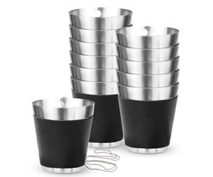 12 Vasos De Plástico Del Equipo De La Novia 30 Ml, Acero Inoxidable Negro, Cadena De Chupito Reutilizable para Fiestas, Decoración, Vasos Chupito, Bodas Y Despedidas De Soltera, Vasos De Chupito