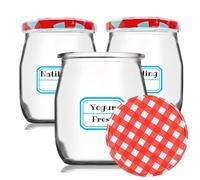 12 Vasos Yogurtera para Yogur y Postre de Cristal de 150 ml con Tapa Metálica - tarros de vidrio Para Yogur, Natillas, Pudding, Potitos - Frasco Apto para Microondas y Lavavajillas - Incluye Etiquetas