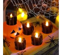 12 velas de Halloween que funcionan con pilas, luces LED negras sin llama, decoraciones de Halloween, luces LED para decoración del hogar de Halloween (estilo 2)