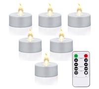 12 velas de té LED sin llama con mando a distancia y temporizador, funcionan con pilas, voto de Halloween, velas eléctricas que duran más de 400 horas, para decoración de bodas y fiestas (blanco