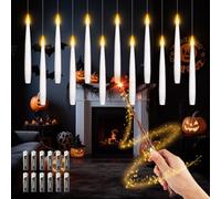 12 Velas LED Flotantes, Halloween LED velas Floating Mágicas Candles con Varita Control Remoto, Juego de Velas Eléctricas sin llama para Parpadeantes Decoración de Navidad Fiesta (con 13 Baterías)