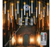 12 Velas mágicas para colgar con varita a distancia,Velas LED flotantes,Velas flotantes con varita mágica, Luces LED a Pilas Velas sin llama que Eléctrica Parpadeantes Decoración de Halloween Navidad