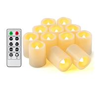 12 velas votivas LED parpadeantes sin llama con control remoto, funciona con pilas, velas eléctricas para exteriores, temporizador para Navidad, decoraciones de Navidad (pilas incluidas) 200 horas