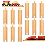 12 vías de tren de madera de expansión, rectas, de madera de 6 pulgadas, accesorios compatibles con la mayoría de vías de tren para cumpleaños de niñas y niños (12 unidades, recto)