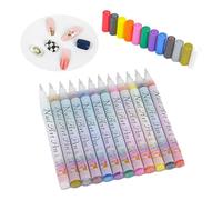 12 Vibrant 3D Nail Polish Pens, Quick Dry DIY Nail Art Markers, Crisp Dotting/Liner/Graffiti Tools. (1# 0.5MM)