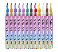 12 Vibrant 3D Nail Polish Pens , Quick Dry DIY Nail Art Markers, Crisp Dotting/Liner/Graffiti Tools. (2# 0.7MM)