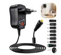 12 W - Adaptador de Corriente Universal AC/DC 3 V, 4,5 V, 5 V, 6 V, 7,5 V, 9 V, 12 V, con 8 Conectores DC Transformador de alimentación multivoltaje para luz Router TV Box Cámara Tableta 1200 mA MAX