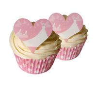 12 White Wedding Dress Heart Edible Cake Decorations