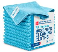 12 """" x 12 """" MW Pro Multi-Surface Microfibra Cleaning Ports | Azul - 12 paquete | Toallas de microfibra premium para limpieza de cocinas de vidr