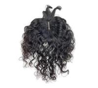 12 x 14 cm para mujeres con pieza humana real, extensiones de pelo onduladas largas (negro natural, 10 pulgadas)