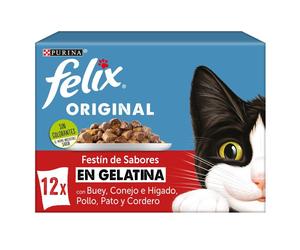 12 x 85 g Felix Sensations Selección de Carnes sobres en gelatina