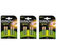 12 x AAA 750 mAh 1,2 V NiMH DURACELL HR03 - Pilas recargables (precargadas, 3 paquetes