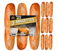 12 x Baguettes de Pan SiempreTierno 110 grs (1320 grs total) · Dura hasta 88 días sin necesitad de frio ni congelación · Ideal para cualquier momento · Embolsadas en Atmosfera Protectora.