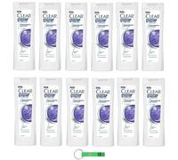 12 x Clear Shampoo Sport Riequilibrante Quotidiano - Champú anticaspa para cuero cabelludo seco 225 ml + llavero Beni Culinari gratis