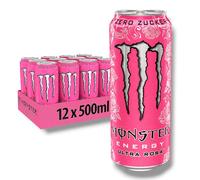 12 x Monster Energy Ultra Rosa - Bebida energética con cafeína con refrescante sabor a pomelo - sin azúcar y sin calorías