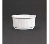 12 x Olympia Whiteware Ramekins apilables platos de porcelana de 85 mm