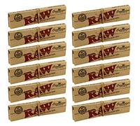 12 x RAW Classic Connoisseur Kingsize Slim Skin Rolling Papers with Roach Tips