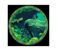12"x12" Creative Removable Glow in The Dark Ocean View Wall Decals 3D Under The Sea Fish Wall Sticker Murals Peel Stick Home Art Decor (Dolphin)