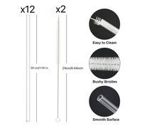 12 y 2 cepillos multifuncionales para , adecuados para vasos de agua de 20, 30 y 40 oz, material PP de grado -Grade, una opción y , transparentes e inodoros, se pueden cortar