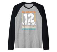 12 Years Old 144 Months of Being Awesome 12th Birthday Gifts Camiseta Manga Raglan