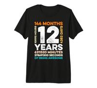12 Years Old 144 Months of Being Awesome 12th Birthday Gifts Camiseta Premium