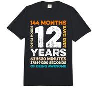 12 Years Old 144 Months of Being Awesome 12th Birthday Gifts Comfort Colors Adult Heavyweight T-Shirt