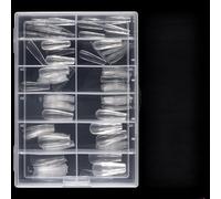120/140 uñas acrílicas tipo ataúd para extensiones con forma de diamantes 3D transparentes falsos para uso en salón de belleza, acrílico a presión