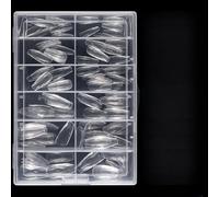 120/140 Uñas postizas transparentes de ataúd, accesorios de manicura falsas, puntas acrílicas a presión para extensiones fáciles, encanto elegante