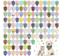 120 Bandanas de Primavera para Perros, Bufandas Ajustables para Perros, Baberos Triangulares, pañuelo Floral para Cachorros, Bandana Lavable para Mascotas, Bandana de Aseo para Perros pequeños,