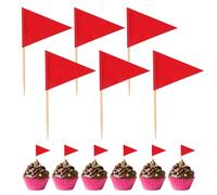 120 Banderines en Forma de Palillo en Miniatura, Banderines en Miniatura de Doble cara con Palitos Etiquetas para Alimentos Etiquetas Triangulares Lisas de Bandera para Cenas (Rojo)