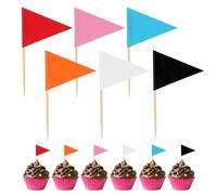120 Banderines en Forma de Palillo en Miniatura, Banderines en Miniatura de Doble cara con Palitos Etiquetas para Alimentos Etiquetas Triangulares Lisas de Bandera para Cenas (Multicolor)