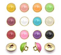 120 botones de perlas de 10 mm, media resina con vástago de metal, un solo agujero, decorativos para manualidades, costura, bufanda, ropa (12 colores)