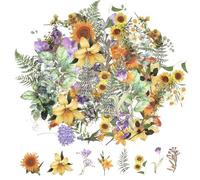 120 Calcomanías de Flores Transparentes para Álbumes de Recortes, Juego de Calcomanías Florales Transparentes para Suministros de Álbumes de Recortes, Manualidades