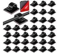120 Clips para Cables Clips de Luz de Alambre Autoadhesivos Organizador de Cables Soporte de Gestión de Cables para Hogar Oficina Escritorio Automóvil (Negro, Large)