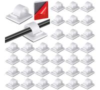 120 Clips para Cables Clips de Luz de Alambre Autoadhesivos Organizador de Cables Soporte de Gestión de Cables para Hogar Oficina Escritorio Automóvil (Blanco, Large)